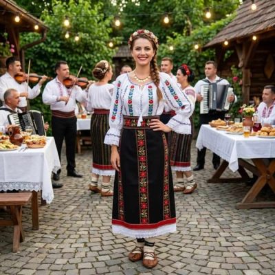 Costum popular format din catrinta , brau si ie - Isadora