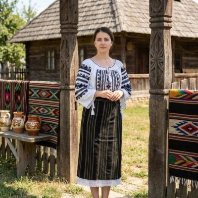 Costum popular format din catrinta , brau si ie - Roberta 3