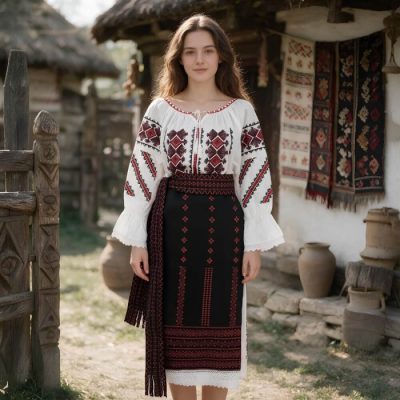 Costum popular format din catrinta , brau si ie Toni