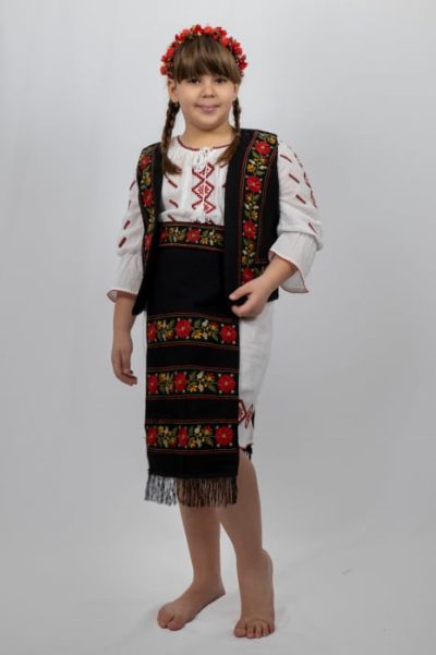 Costum Rochie, Vesta, brau si fota fetita