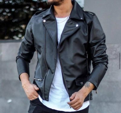 Geaca barbati neagra piele ecologica 12408 D1-5