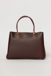 Geanta burgundy office patrata din piele ecologica cu maner dublu