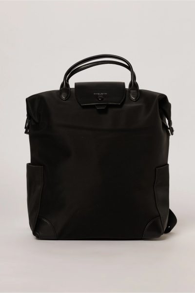 Geanta maxi neagra tip rucsac cu buzunare laterale