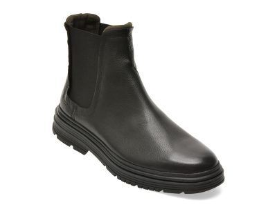 Ghete CLARKS negre, BADBURY EASY, din piele naturala