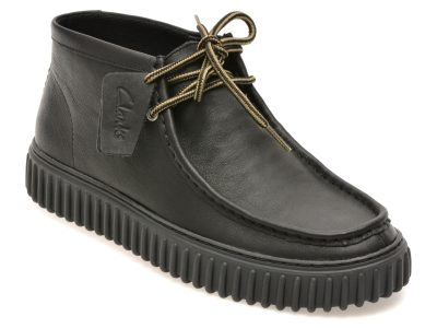 Ghete CLARKS negre, TORHILL HI, din piele naturala