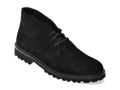 Ghete elegante CLARKS negre, BERWICK DB, din piele intoarsa