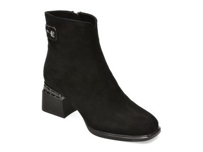 Ghete EPICA negre, RA2863, din piele intoarsa
