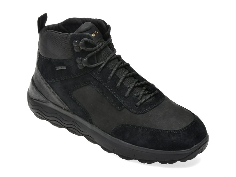Ghete GEOX negre, U46FDC, din piele naturala