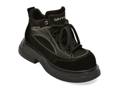 Ghete GRYXX negre, 25070, din piele naturala