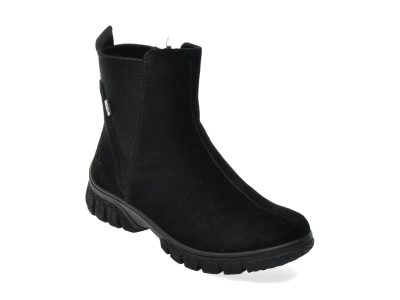 Ghete RIEKER negre, Z7269, din piele intoarsa