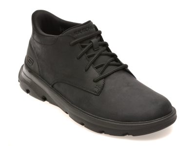 Ghete SKECHERS negre, ARCH FIT GARZA, din piele naturala