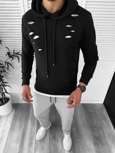 Hanorac barbati negru slim fit 2728 44-2