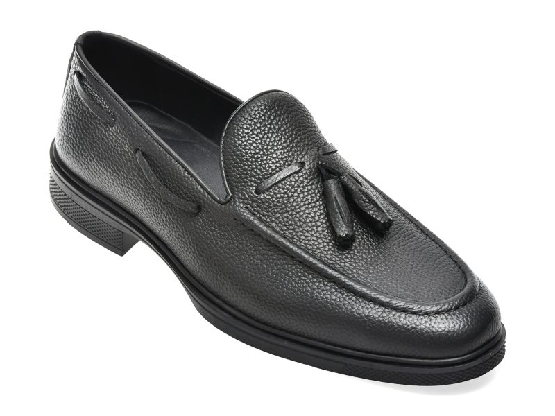Mocasini eleganti OTTER negri, FH405, din piele naturala
