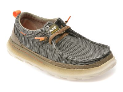 Mocasini JEEP kaki, 61090, din material textil
