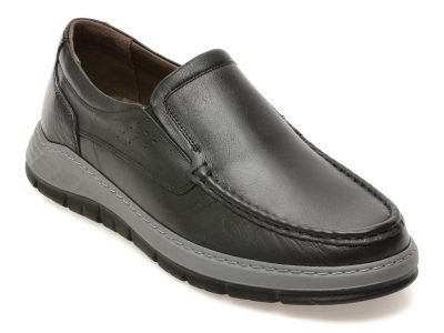 Mocasini OTTER negri, UZ507, din piele naturala