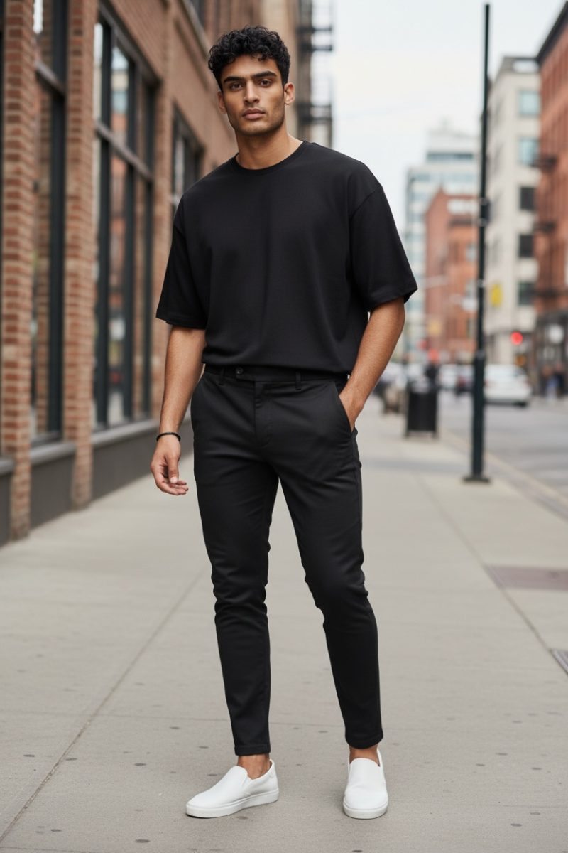 Pantaloni barbati eleganti negri B1734 B8