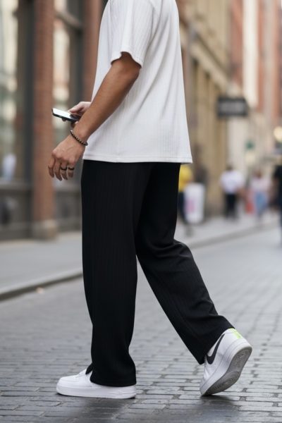 Pantaloni de trening cargo  negri  conici Y125 19-2