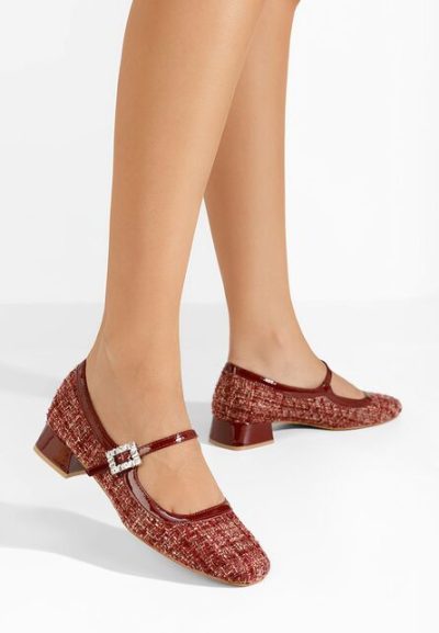 Pantofi cu toc mic Milina rosii