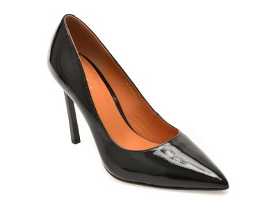 Pantofi eleganti EPICA negri, E19070, din piele naturala lacuita