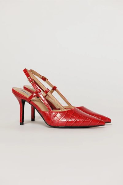 Pantofi eleganti rosii cu imprimeu sarpe