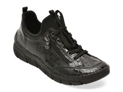 Pantofi RIEKER negri, 55073, din piele ecologica