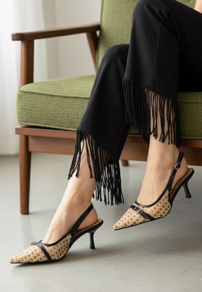 Pantofi slingback Laine negri