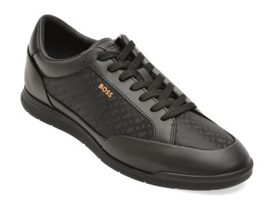Pantofi sport BOSS negri, 8501, din material testil si piele naturala