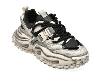 Pantofi sport GRYXX alb-negru, 9078, din piele ecologica