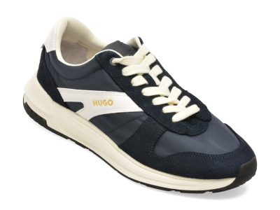 Pantofi sport HUGO bleumarin, 3605, din material textil si piele naturala