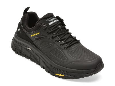 Pantofi sport SKECHERS negri, ARCH FIT ROAD WALKER, din piele naturala
