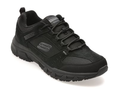 Pantofi sport SKECHERS negri, OAK CANYON, din material textil si piele naturala