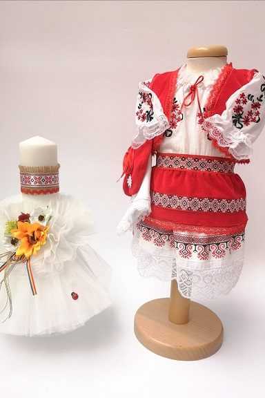 Set botez national fete 2 piese model II   Botez Traditional: lumanare, costumas