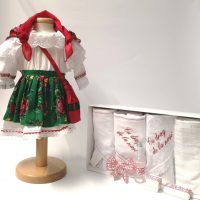 Set Botez Traditional a,     Costum Traditional Fetite Verde - 2 piese   costumas si trusou brodat
