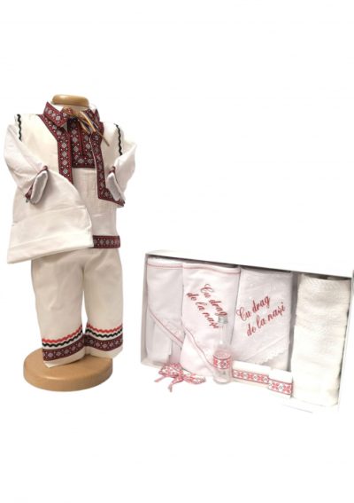 Set Botez Traditional Adi 3 a    2 piese   costumas traditional si trusou brodat