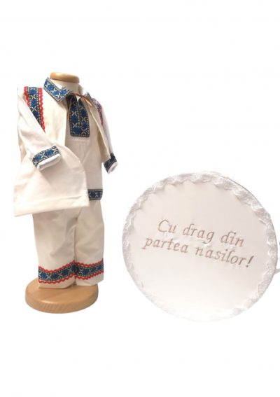 Set Botez Traditional Adi 4 a    2 piese   costumas traditional si cufar brodat botez