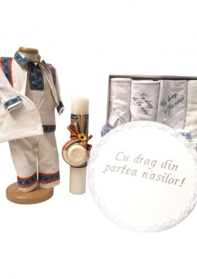 Set Botez Traditional Adi 4 a    3 piese   costumas traditional, cutie brodata si trusou brodat