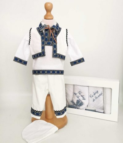 Set Botez Traditional Adi 5 a    2 piese   costumas traditional si trusou brodat