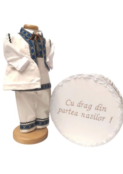 Set Botez Traditional Adi a    2 piese   costumas traditional si cufar brodat botez