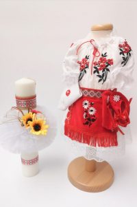 Set Botez Traditional Fete 2 piese   Botez Traditional: lumanare, costumas