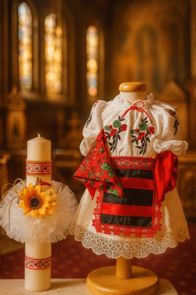 Set Botez Traditional Fete - Sabrina 2 piese   Botez Traditional: lumanare, costumas