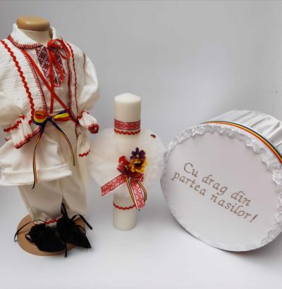 Set Botez Traditional Raul 13 - 3 piese   Botez Traditional : costumas, lumanare si cufar