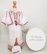 Set Costum National pentru baieti Raul 26 -2 piese  costumas traditional si cufar brodat botez