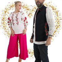 Set Cuplu 630   Vesta cu Broderie si Ie traditionala cu broderie