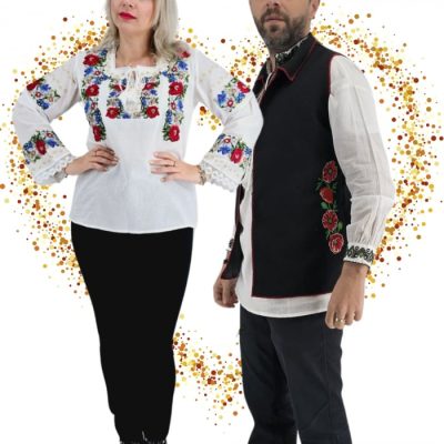 Set Cuplu 631   Vesta cu Broderie si Ie traditionala cu broderie