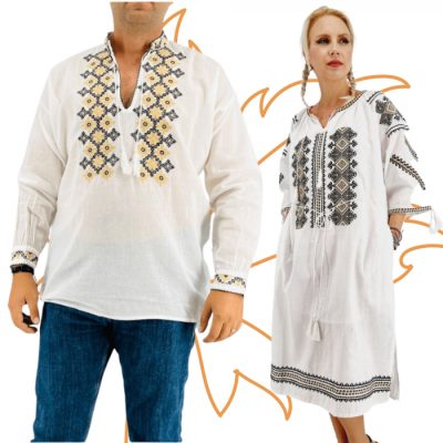 Set Cuplu Traditional 407   Camasa Traditionala si Rochie Traditionala