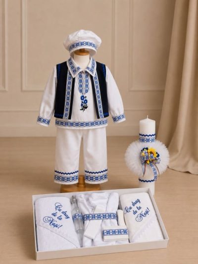 Set Traditional Botez - Costumas Trusou Lumanare Bogdan