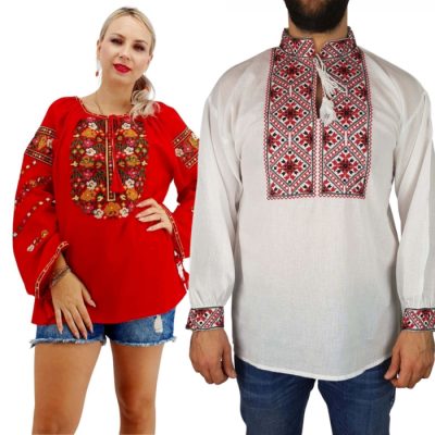 Set Traditional Cuplu 275   Camasi traditionale cu broderie