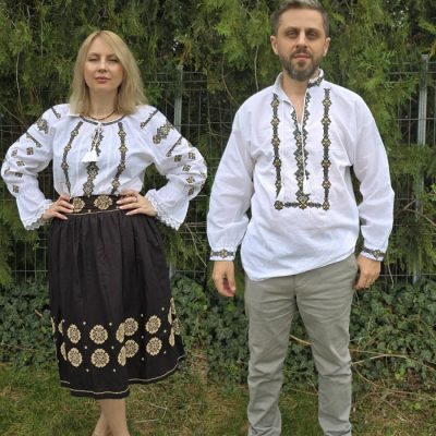 Set Traditional Cuplu 638   Camasi traditionale cu broderie