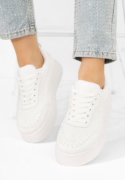 Sneakers cu platforma Cecila albi