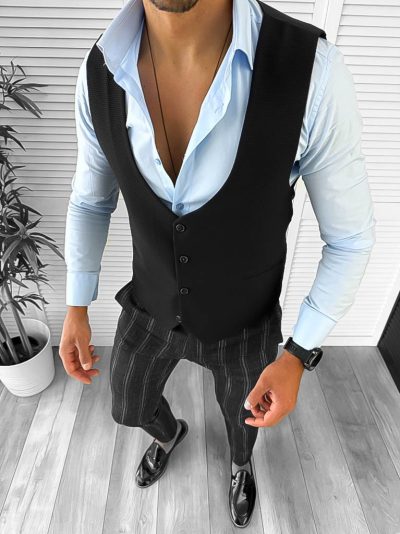 Tinuta barbati smart casual Pantaloni + Camasa+Vesta 12655  E
